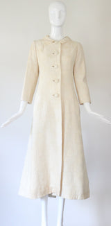"Matelasse Brocade: Vintage 1960's Cream Matelasse Brocade Coat UK 10 US 6