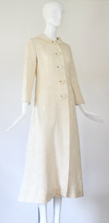 "Matelasse Brocade: Vintage 1960's Cream Matelasse Brocade Coat UK 10 US 6