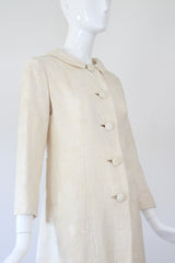 "Matelasse Brocade: Vintage 1960's Cream Matelasse Brocade Coat UK 10 US 6