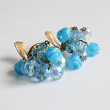 "Ocean Droplets" Vintage 1950's Blue Beaded Clip On Earrings