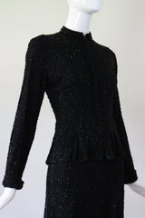 "Divine Beadwork" Vintage 1940's Crepe Silk Beaded Suit UK 10 US 6