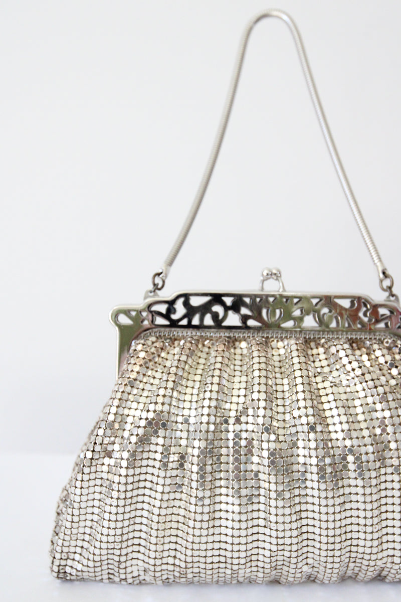 "Silver Mesh & Chains" Vintage 1960's Silver Mesh Whiting & Davis Handbag