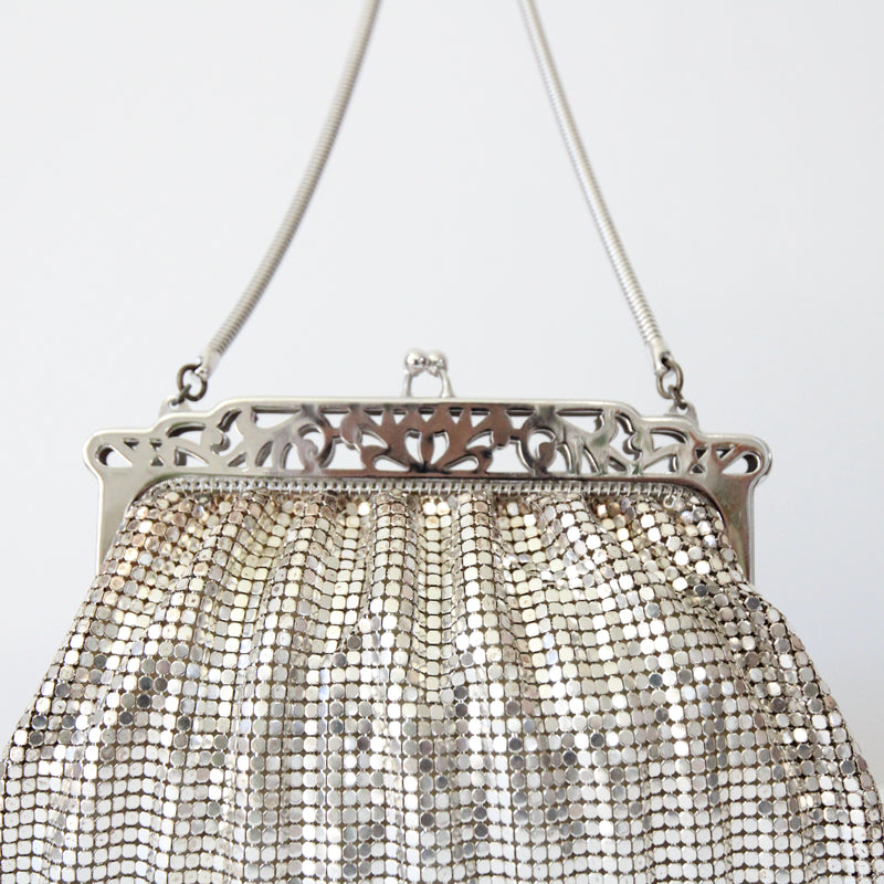 "Silver Mesh & Chains" Vintage 1960's Silver Mesh Whiting & Davis Handbag