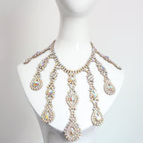 "Iridescent Droplets" Vintage 1950's Statement Rhinestone Droplet Necklace