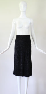"Divine Beadwork" Vintage 1940's Crepe Silk Beaded Suit UK 10 US 6