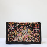 "Wild Garden Needlepoint" Vintage 1940's Floral Needlepoint Clutch Bag