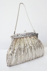"Silver Mesh & Chains" Vintage 1960's Silver Mesh Whiting & Davis Handbag