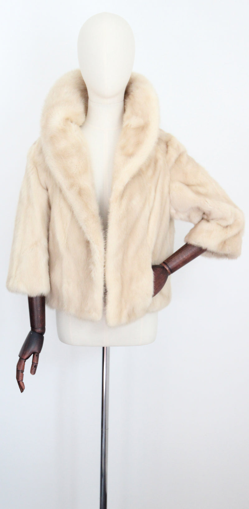 "Ethel's Favourite" Vintage 1960's Cream Mink Jacket UK 8-10 US 4-6