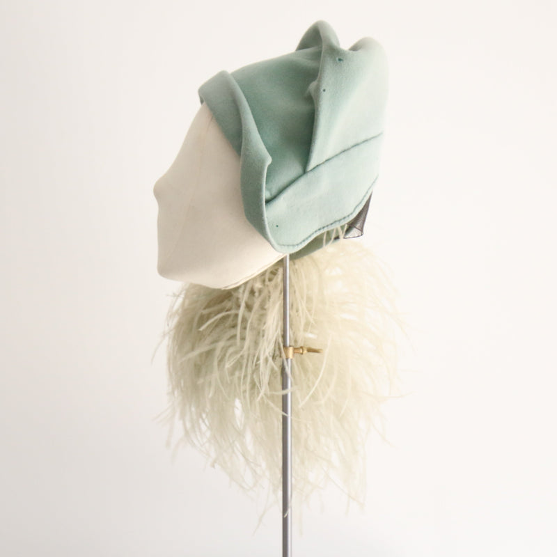"Eau De Nil Plume" Vintage 1960's Eau De Nil Felt Hat