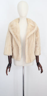 "Ethel's Favourite" Vintage 1960's Cream Mink Jacket UK 8-10 US 4-6