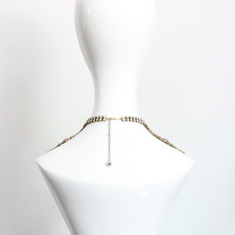 "Iridescent Droplets" Vintage 1950's Statement Rhinestone Droplet Necklace