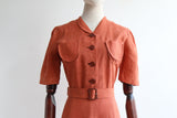 "Terracotta Linen" Vintage Late 1930's Terracotta Linen Dress & Jacket UK 12 US 8