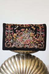 "Wild Garden Needlepoint" Vintage 1940's Floral Needlepoint Clutch Bag