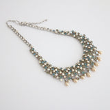 "Frosted Rhinestones & Pearls" Vintage 1950's Statement Rhinestone & Pearl Necklace