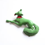 "Green Fox" Vintage Early 1940's Green Celluloid Fox Brooch