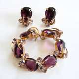 "Amethyst & Lilac Rhinestones" Vintage 1950's Amethyst & Lilac Rhinestone Demi Parure Set