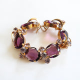 "Amethyst & Lilac Rhinestones" Vintage 1950's Amethyst & Lilac Rhinestone Demi Parure Set