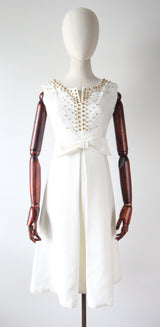 "Gold Studded Sky" Vintage 1960's Gold Studded Embellished Dress UK 8-10 US 4-6