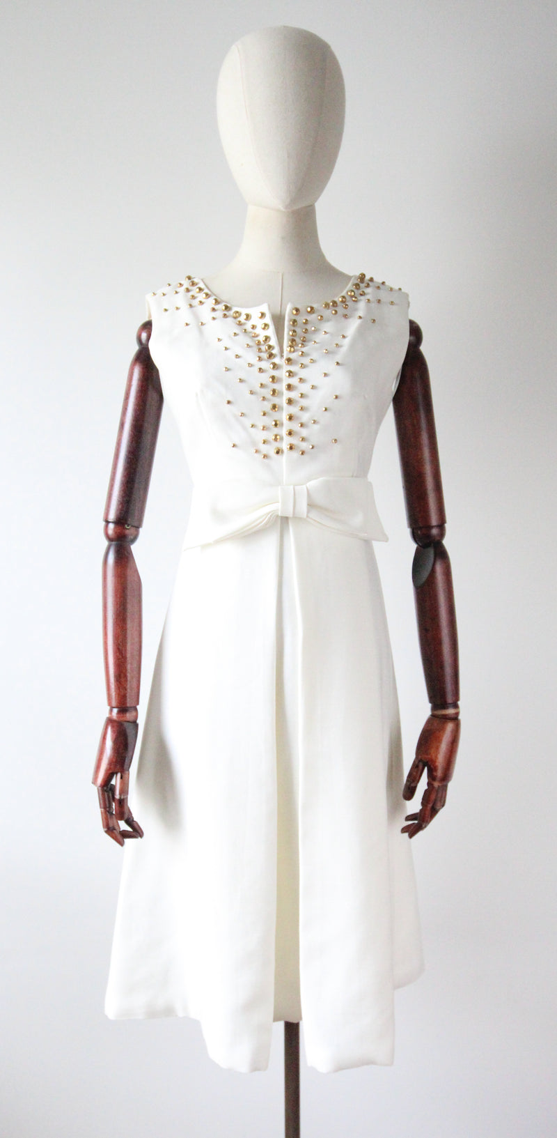 "Gold Studded Sky" Vintage 1960's Gold Studded Embellished Dress UK 8-10 US 4-6