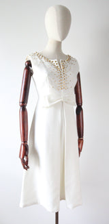 "Gold Studded Sky" Vintage 1960's Gold Studded Embellished Dress UK 8-10 US 4-6