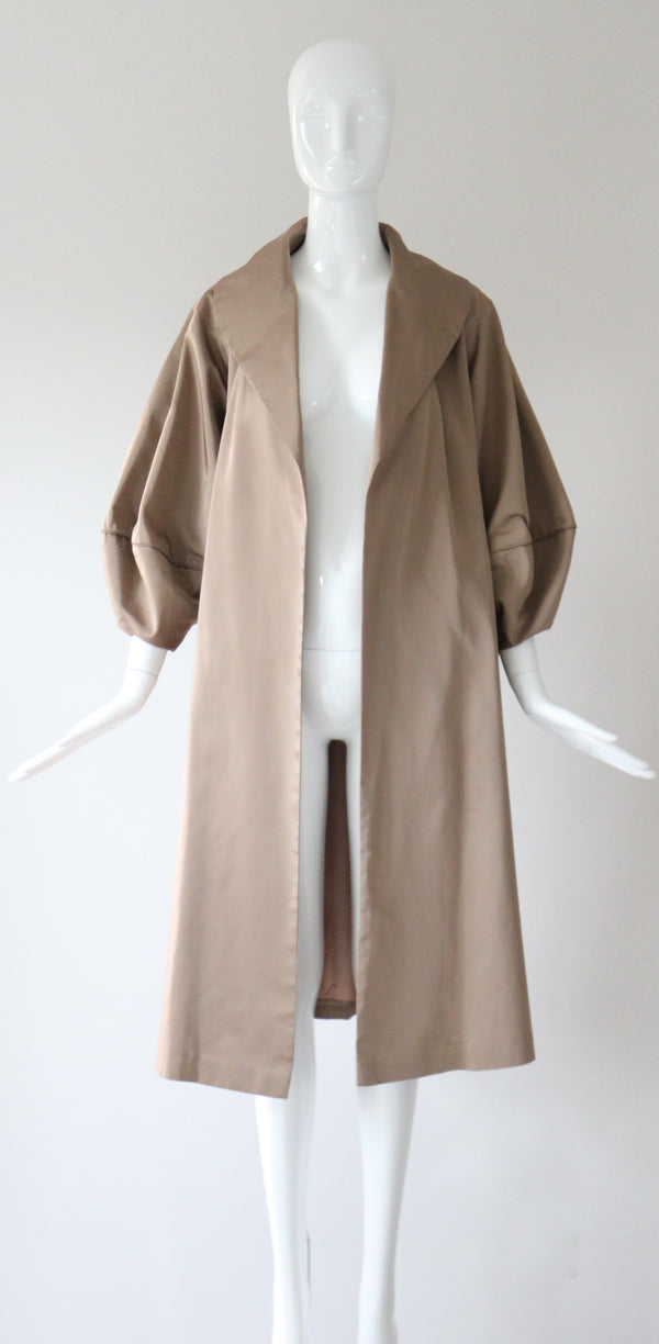 "Taupe Satin" Vintage 1950's Taupe Satin Swing Coat UK 10-12 US 6-8