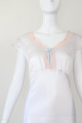 "Pink Lace Accents" Vintage 1930's Ice Blue & Pink Lace Gown UK 12-14 US 8-10