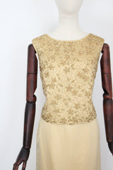 "Gold Satin & Beads" Vintage 1960's Gold Satin & Beaded Blouse & Skirt Set UK 8-10 US 4-6