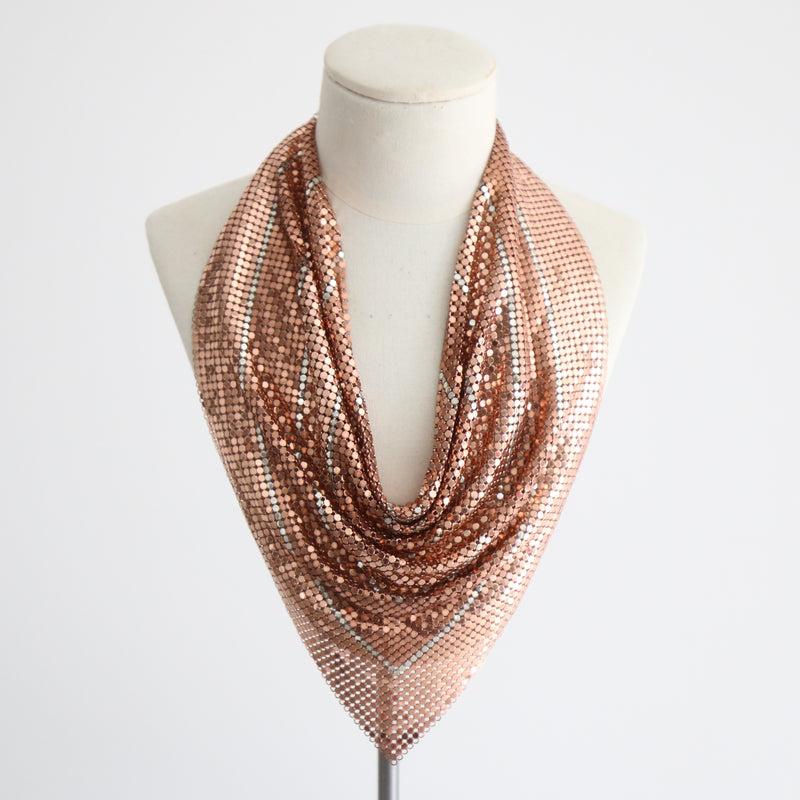 "Rose Gold Mesh" Vintage 1970's Whiting & Davis Mesh Necklace