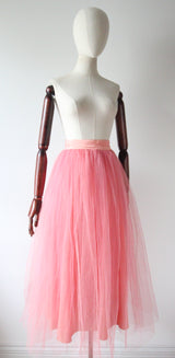 "Peach & Pink Tulle" Vintage 1950's Peach Rayon & Pink Tulle Skirt UK 4-6 US 0-2