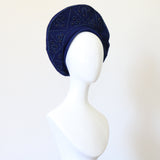 "Soutache & Studs" Vintage 1940's Soutache & Stud Embellished Wool Tam Hat