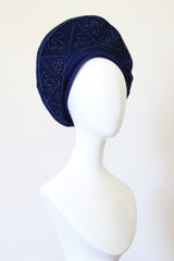 "Soutache & Studs" Vintage 1940's Soutache & Stud Embellished Wool Tam Hat