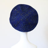 "Soutache & Studs" Vintage 1940's Soutache & Stud Embellished Wool Tam Hat