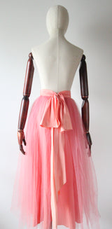 "Peach & Pink Tulle" Vintage 1950's Peach Rayon & Pink Tulle Skirt UK 4-6 US 0-2