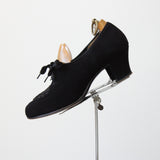 "Ribbon Stitches" Vintage 1940's Black Suede Lace Up Peep Toe Heels UK 4 US 6 EU 37
