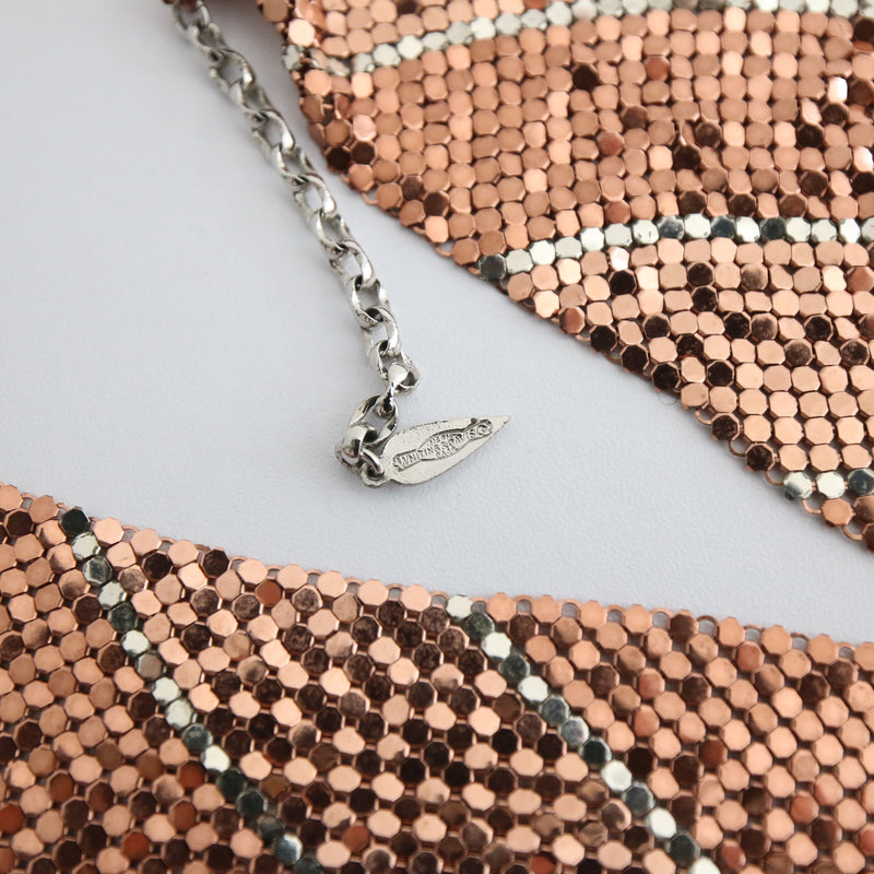 "Rose Gold Mesh" Vintage 1970's Whiting & Davis Mesh Necklace