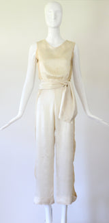 "Silk & Lace" Vintage 1930's Cream Silk & Lace Pyjamas UK 6 US 2