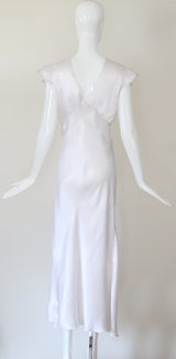 "Pink Lace Accents" Vintage 1930's Ice Blue & Pink Lace Gown UK 12-14 US 8-10