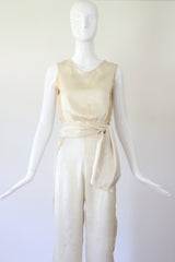 "Silk & Lace" Vintage 1930's Cream Silk & Lace Pyjamas UK 6 US 2