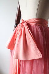 "Peach & Pink Tulle" Vintage 1950's Peach Rayon & Pink Tulle Skirt UK 4-6 US 0-2