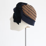 "Felt Lattice & Velvet" Vintage 1920's Felt & Velvet Cloche Hat