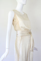 "Silk & Lace" Vintage 1930's Cream Silk & Lace Pyjamas UK 6 US 2
