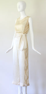 "Silk & Lace" Vintage 1930's Cream Silk & Lace Pyjamas UK 6 US 2