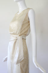 "Silk & Lace" Vintage 1930's Cream Silk & Lace Pyjamas UK 6 US 2