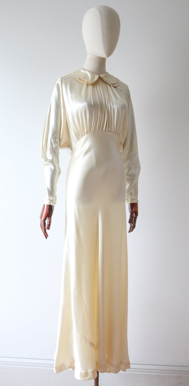 Bias Cut 1930 Party Dresses Cream Satin Rhinestones