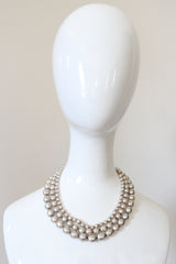 "Moonlit Pearls" Vintage 1940's Miriam Haskell Multistrand Pearl & Brass Necklace