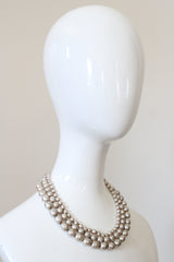 "Moonlit Pearls" Vintage 1940's Miriam Haskell Multistrand Pearl & Brass Necklace