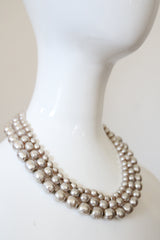 "Moonlit Pearls" Vintage 1940's Miriam Haskell Multistrand Pearl & Brass Necklace