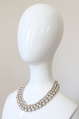 "Moonlit Pearls" Vintage 1940's Miriam Haskell Multistrand Pearl & Brass Necklace