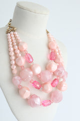 "Pink Candy" Vintage 1960's Multi-Strand Bead Necklace