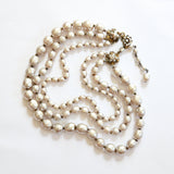 "Moonlit Pearls" Vintage 1940's Miriam Haskell Multistrand Pearl & Brass Necklace